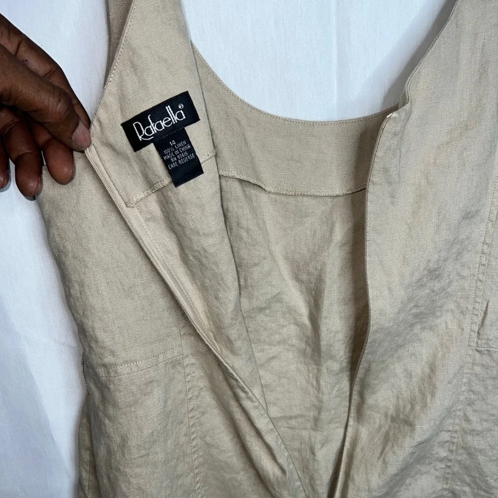 Rafaella Women Linen Suit‎ Blazer Skirt Set Beige Size 14